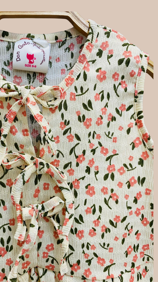 Blusa Amalia con Estampa de Flores Rosas y Moñitos Delicados | DonGato Kids