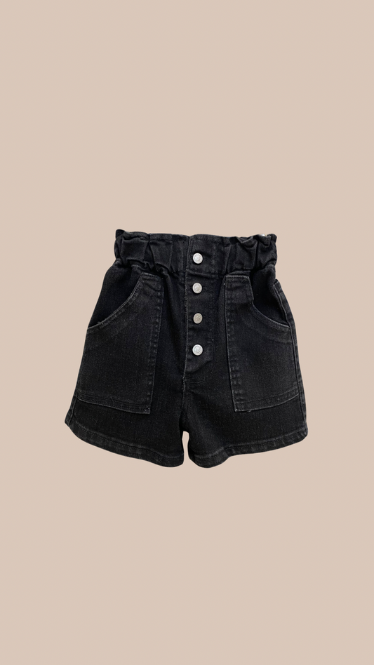 Short Mom Jean con Botones a la Vista - DonGato Kids NEGRO