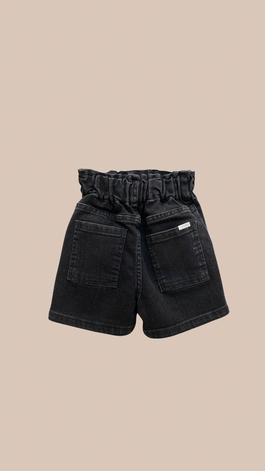 Short Mom Jean con Botones a la Vista - DonGato Kids NEGRO
