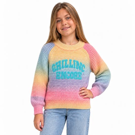 Buzo Lana Multicolor - Don Gato Kids — modelo con la prenda sobre fondo blanco.
