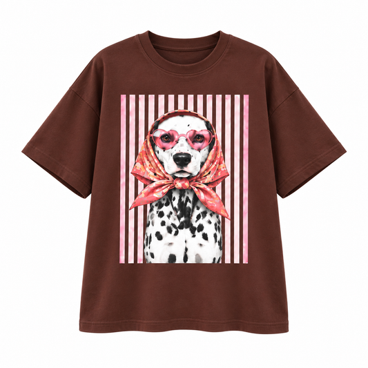Remera Perro Fashionista Brown — prenda sola de frente sobre fondo blanco, formato cuadrado.