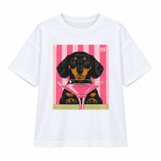 Remera Perro Fashionista Rose — prenda sola de frente sobre fondo blanco, formato cuadrado.