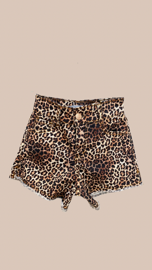 Short Animal Print Oscuro - Tela Jean con Lycra | DonGato Kids