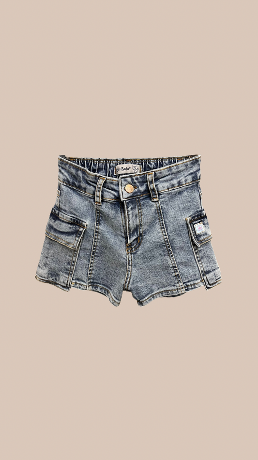 Short Jean Cargo - Tela Jean Elastizado | DonGato Kids