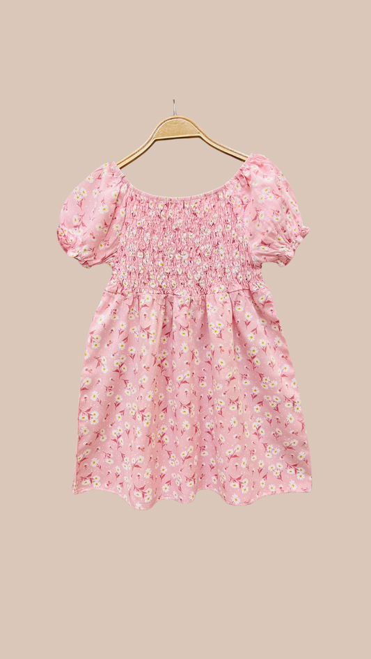 Vestido Flores Rosa - Tela Fibrana Estampada | DonGato Kids