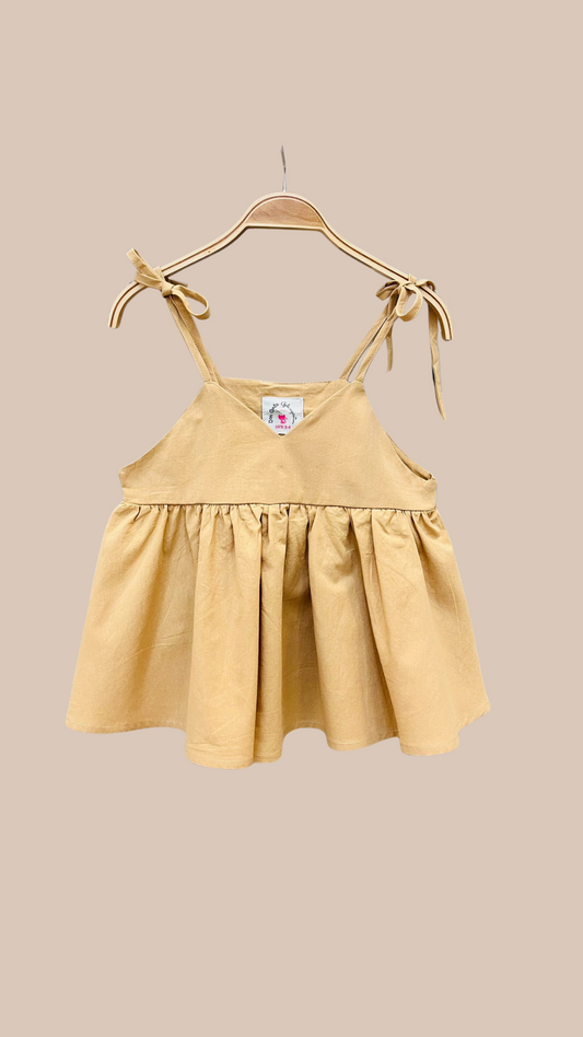 Conjunto Sofi Beige (Top + Pantalón) - Tela Camisería de Algodón | DonGato Kids