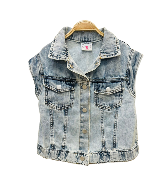Chaleco jean con brillos - Don Gato Kids