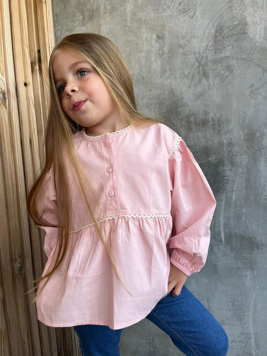 BLUSA BOTONES ROSADA
