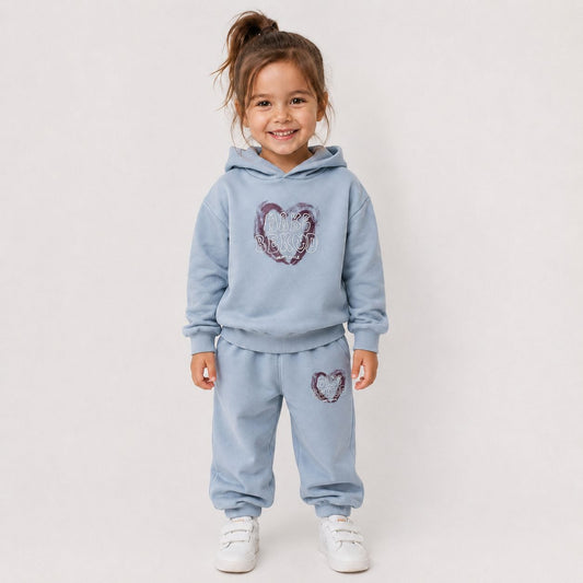 Conjunto corazon Celeste