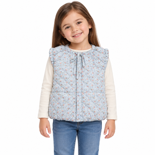 Chaleco Cuello Redondo - Don Gato Kids — modelo con la prenda sobre fondo blanco.
