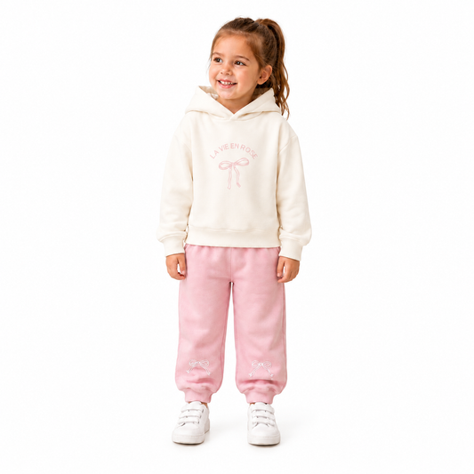 Conjunto Moña combinado - Don Gato Kids — modelo con la prenda sobre fondo blanco.