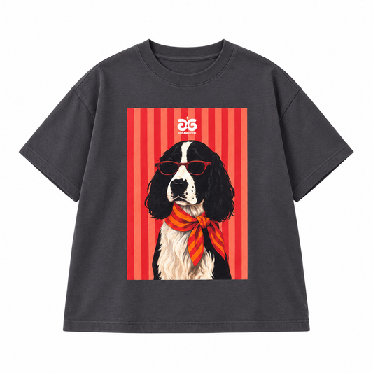 Remera Cocker gris oscuro, vista frontal de la prenda sola sobre fondo blanco.